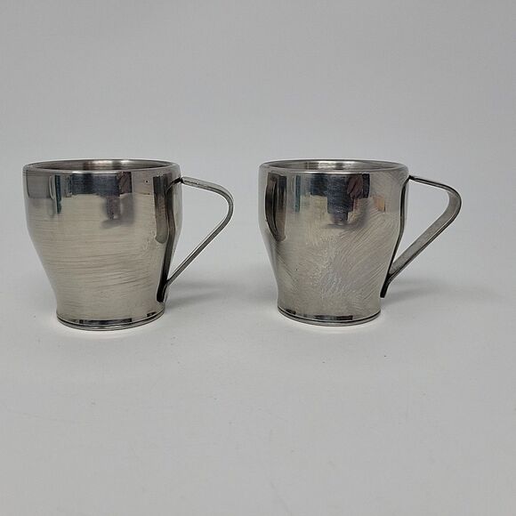 Set of 2 two Breville Cafe Roma Stainless Steel Insulated Espresso Cups - Picture 1 of 7